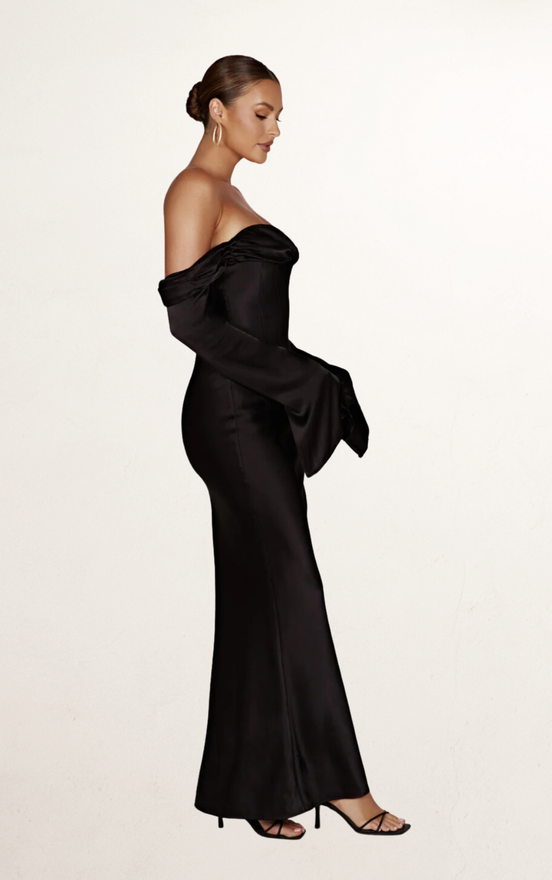 Black Off-Shoulder Cowl Neck Maxi Dress