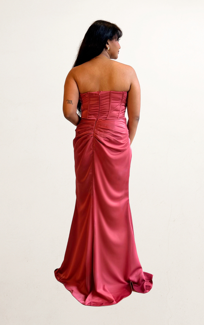 Pink Bustier Corset Wrap Maxi Dress